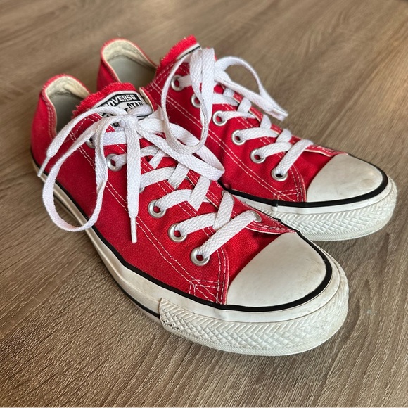 Converse Shoes Chuck Taylor All Star Low Top Canvas Sneakers Red Wo 8.5 Men 6.5 - Picture 2 of 10